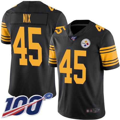 Men Pittsburgh Steelers Football #45 Limited Black Roosevelt Nix 100th Season Rush Vapor Untouchable Nike NFL Jersey